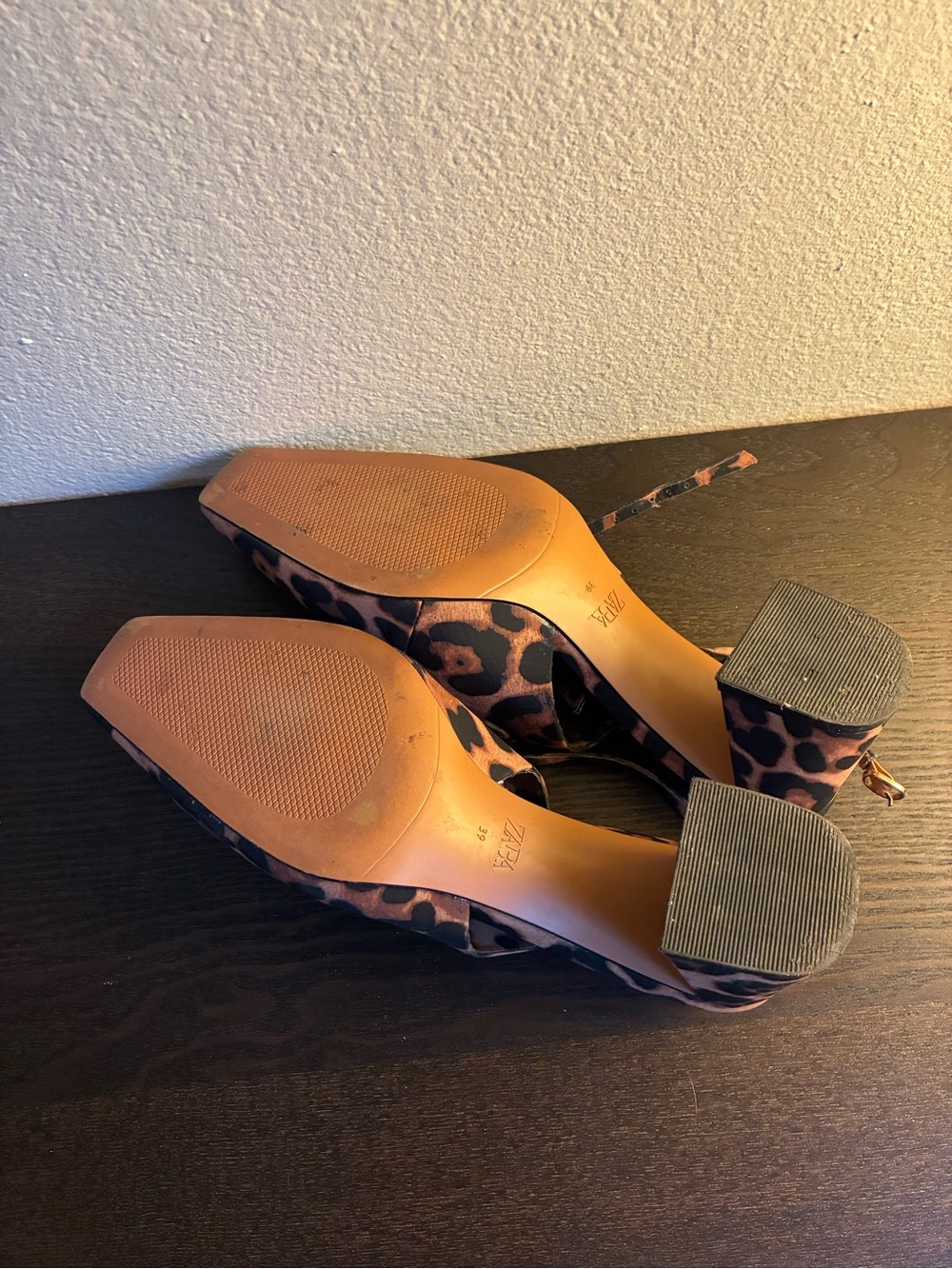 Zara Leopard-Print Ankle-Strap Block Heel Pumps - Brown/Black - Picture 4 of 4